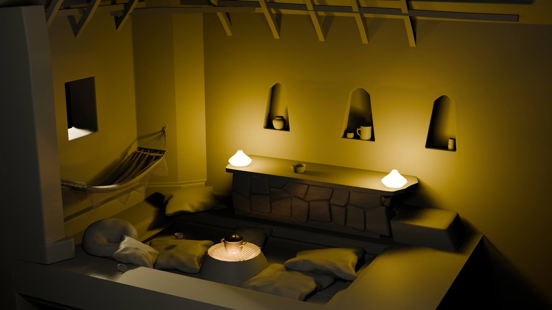 Low light stone room
