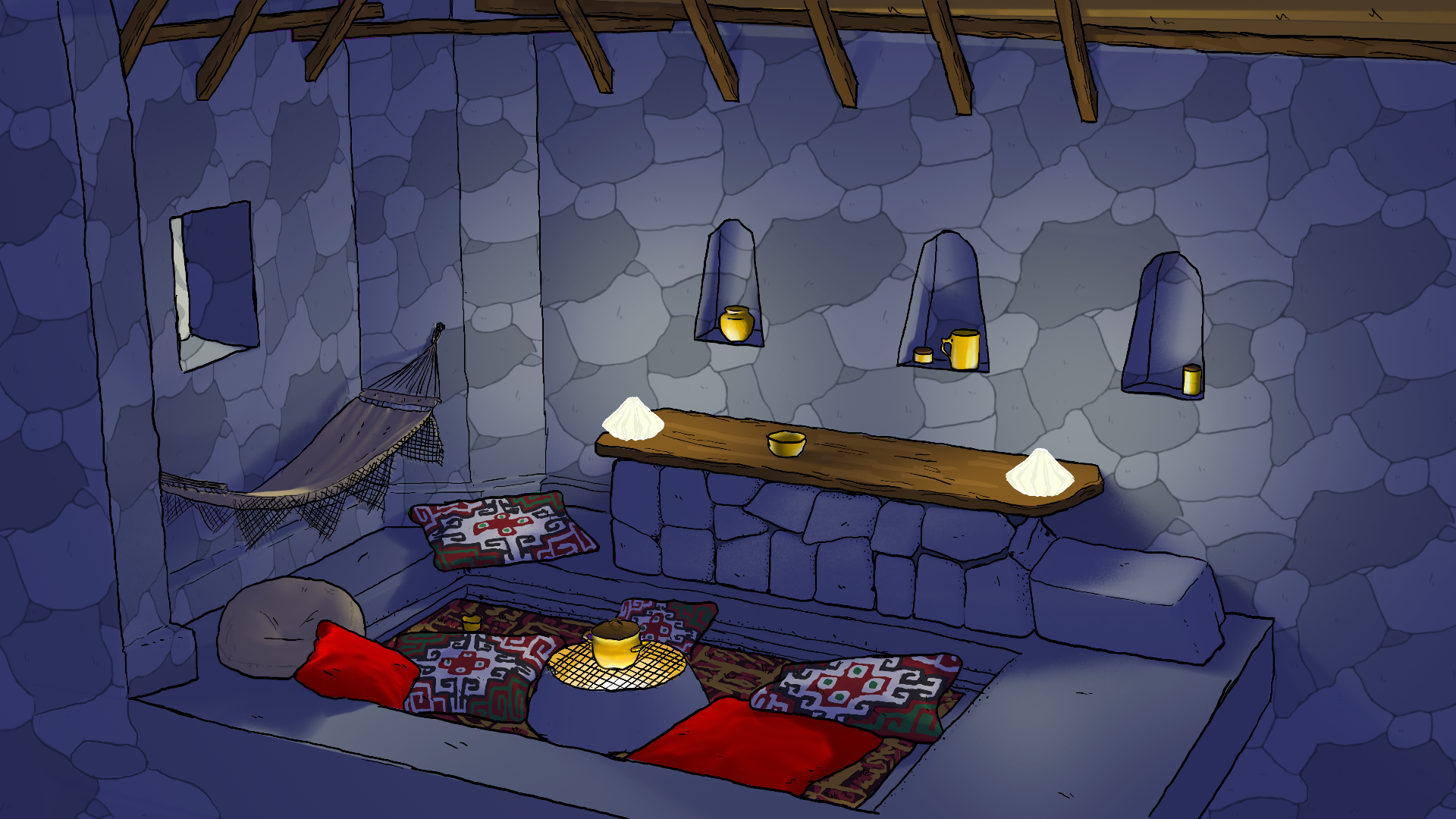 Low light stone room